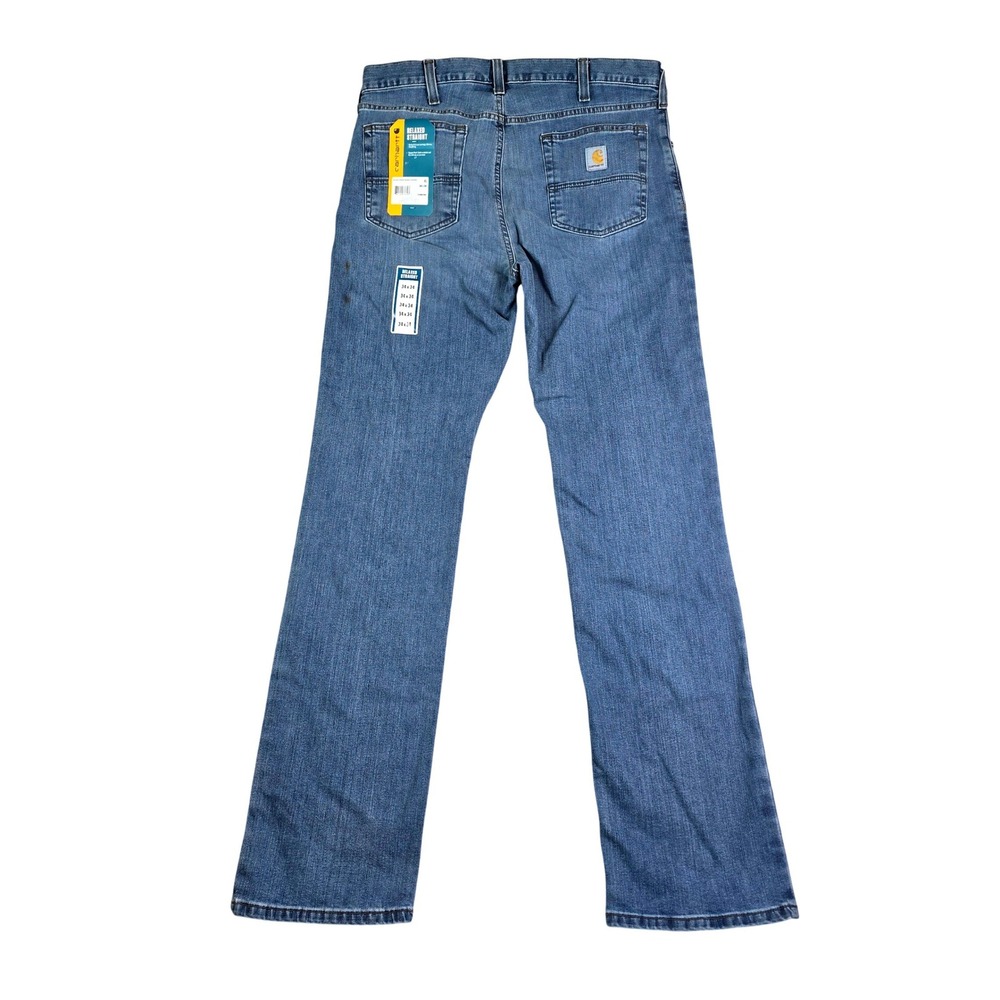 Carhartt Relaxed Straight Jeans Mens 34x34 Blue Rugged Flex Workwear Casual NWD